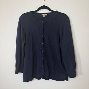 LOFT Outlet Navy Button Front Cardigan Sweater XL